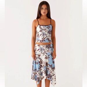 Peppermayo Floral Skirt Set in Blue and Brown